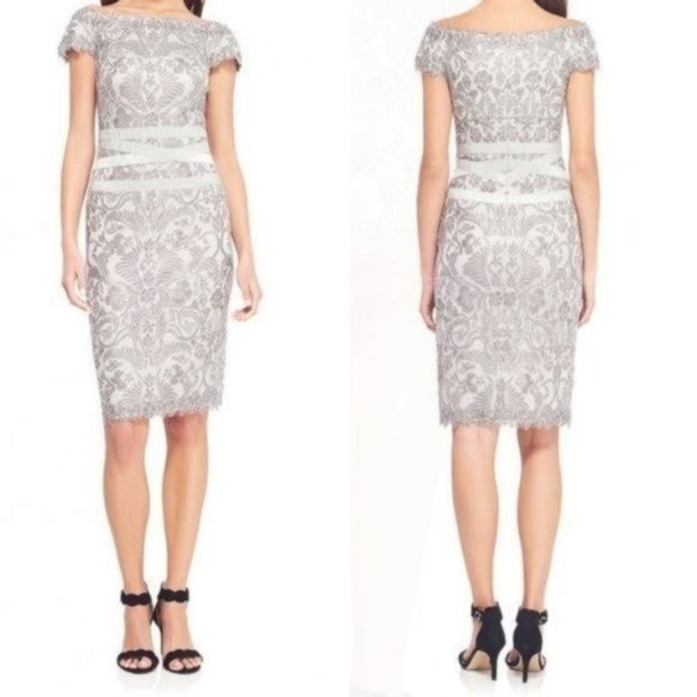 TADASHI SHOJI Corded Embroidery Tulle Dress 6
